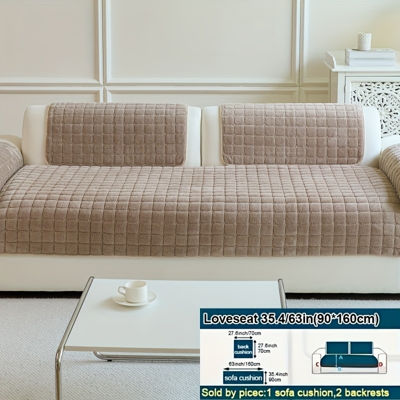 TEMU 3pcs Combination Set Of Milk Velvet Anti Slip Sofa Cushion, Pet Friendly, Breathable, Fashionable Home Decoration, Suitable For Living Room,