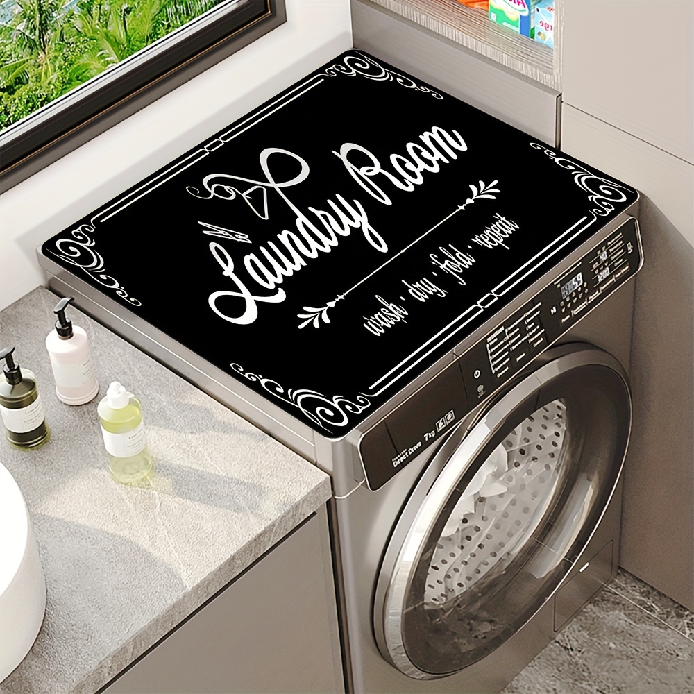 1pc english printed washing machine dust cover pad quick dry absorbent protective pad suitable for washing machine and dryer modern practical pad suitable for laundry room and kitchen decoration details 11