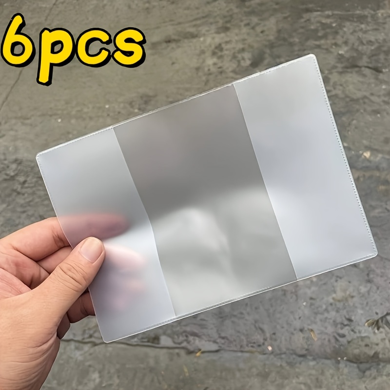 TEMU 6 protectores de pasaporte duraderos con múltiples ranuras para tarjetas, protectores de documentos antiarañazos - Transparentes