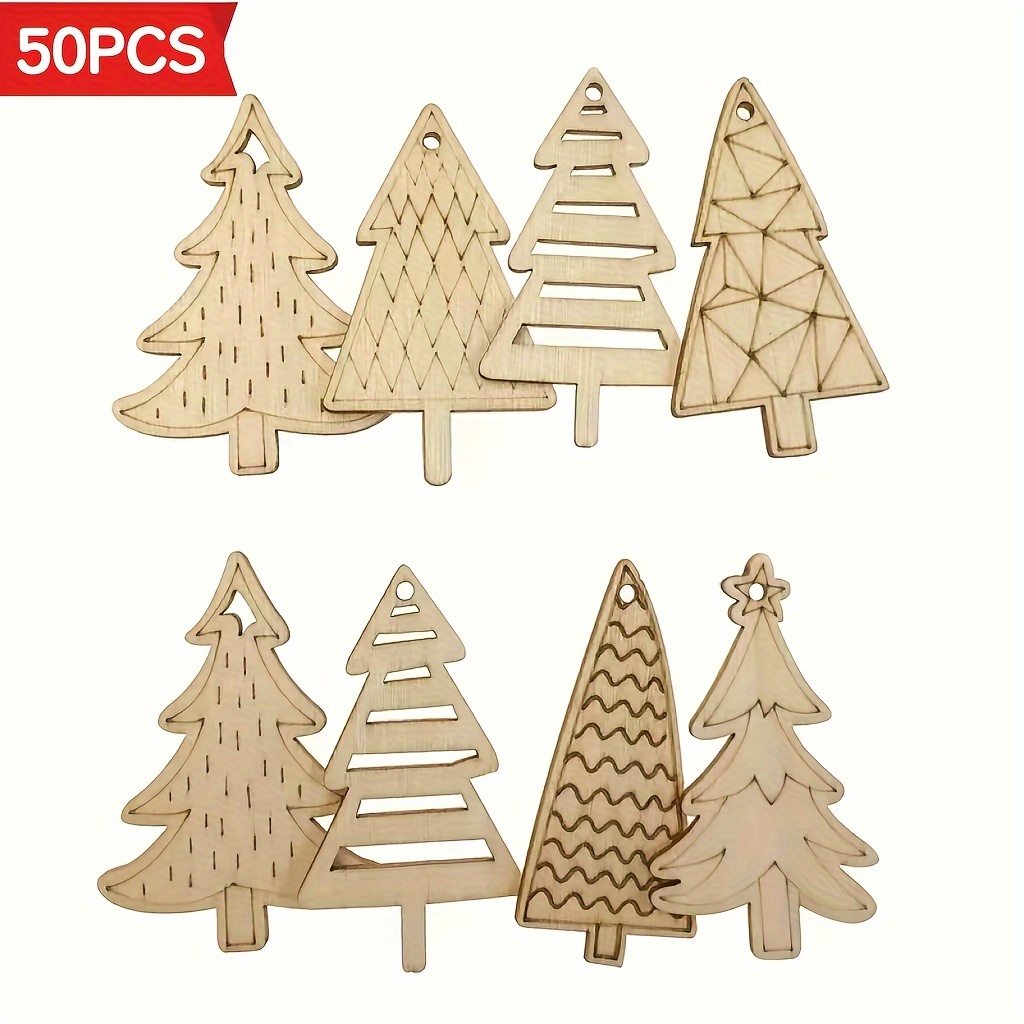 

50pcs Assorted Wooden Christmas Ornaments - Diy Wood For Painting And , Hanging Decorations For , Kitchen, , , 's Day, Thanksgiving, Hanukkah, Multifunctional - , No , Battery-free