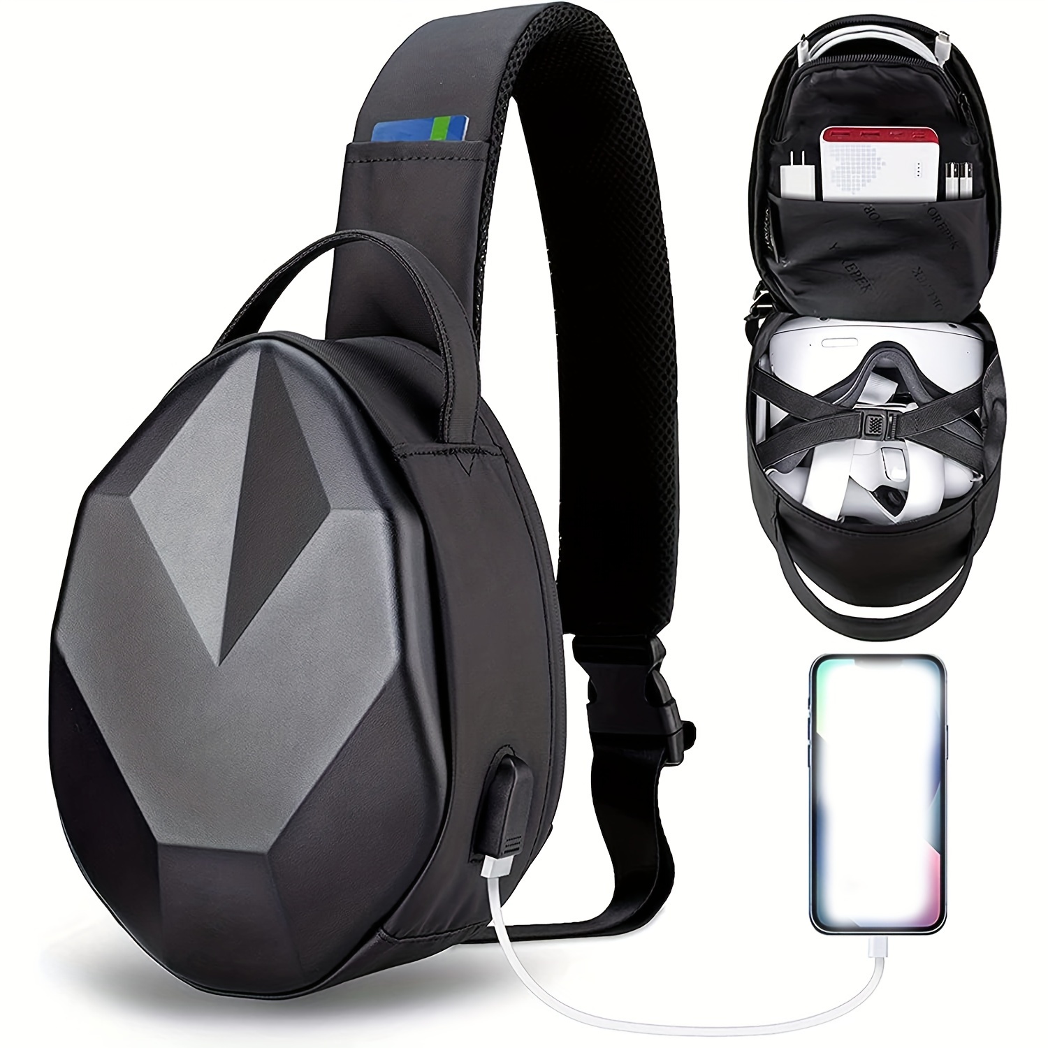 

Carrying For Oculus Meta 3/ 2/ Pro, Crossbody For Meta And Controllers, Vr Accessories Portable Usb Charging