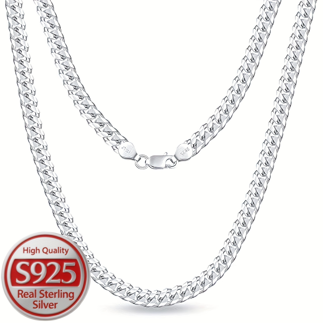 TEMU 925 Silver, Cuban Chain Design, By An Independent Studio, Hip-hop Style, Suitable For Men And Women, Anniversary Gift, Valentine's Day Gift,