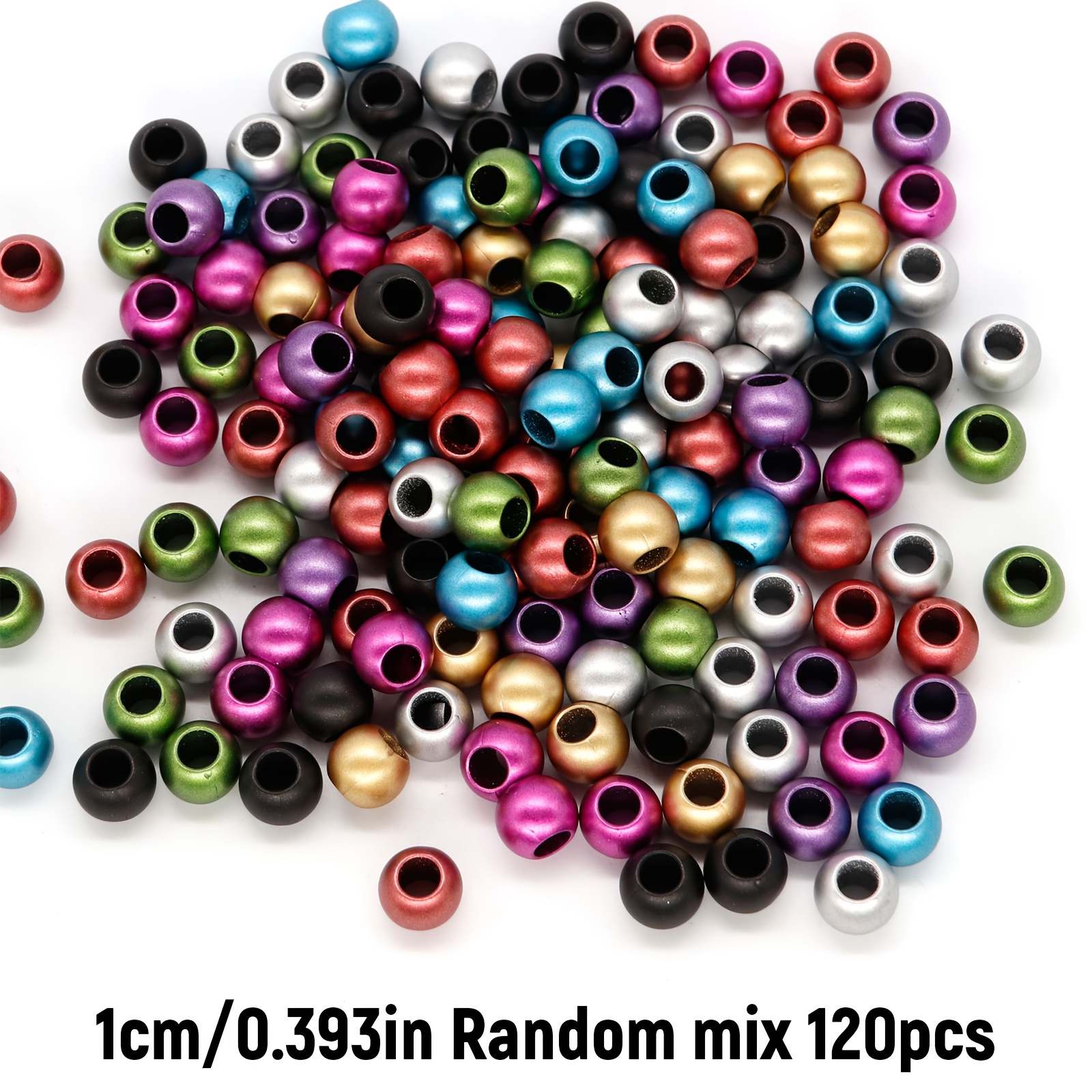 80pcs Random Mix Color Large Hole Round Beads