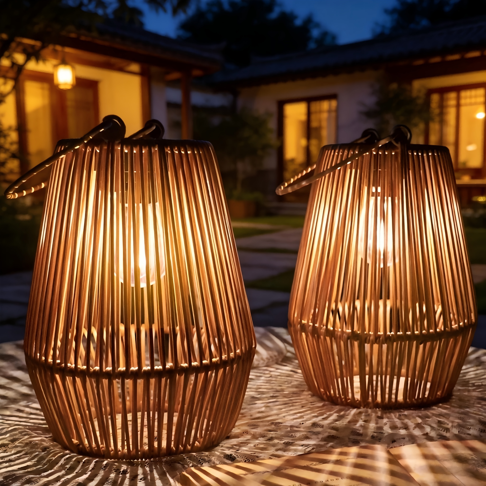 E-shop Solar-Bambuslichter, im Bohemian-Stil, Solar-Außenleuchten für Garten, Terrasse, Deck, Veranda, Baum, Rasen, hängende Dekoration mit