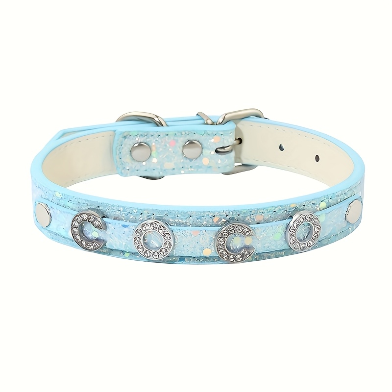 TEMU A Personalized Sequin Faux Leather Pet Collar With Letter Strings, Featuring A Custom Name Tag And Pendant - Diy Personalized Letter Dog Collar,