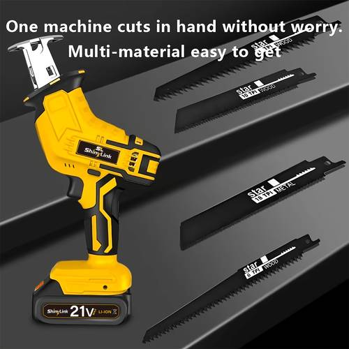 newly cordless reciprocating saw with led light safety lock multi purpose cutting tool 1 batteries replaceable tool box ideal gift for for fathers day