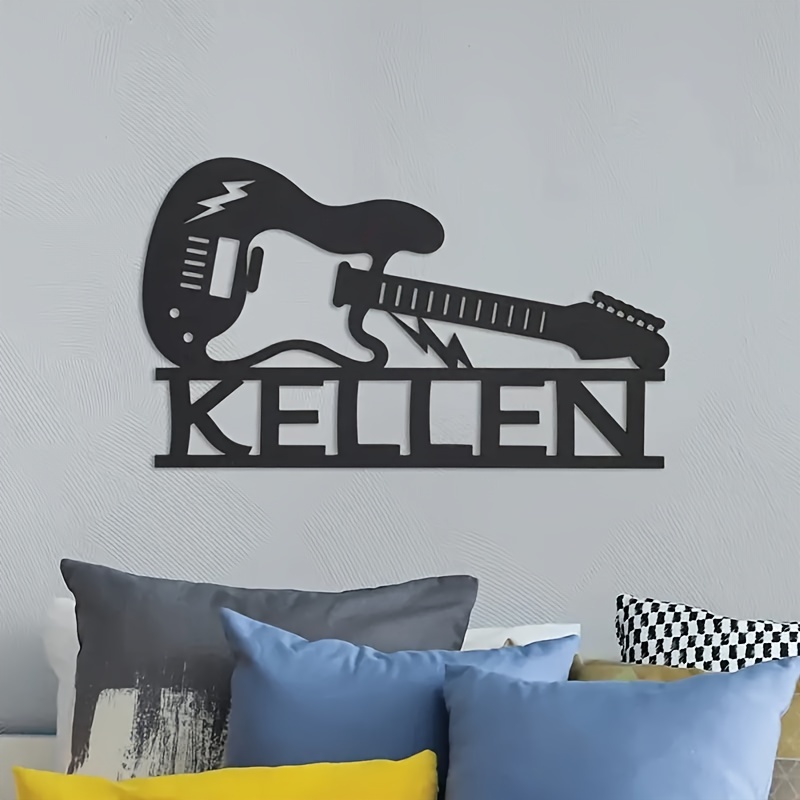 

Plaque Métallique Silhouette de Guitare Personnalisée - Art Personnalisé pour les de la Musique, Décoration Réutilisable pour & le Porche