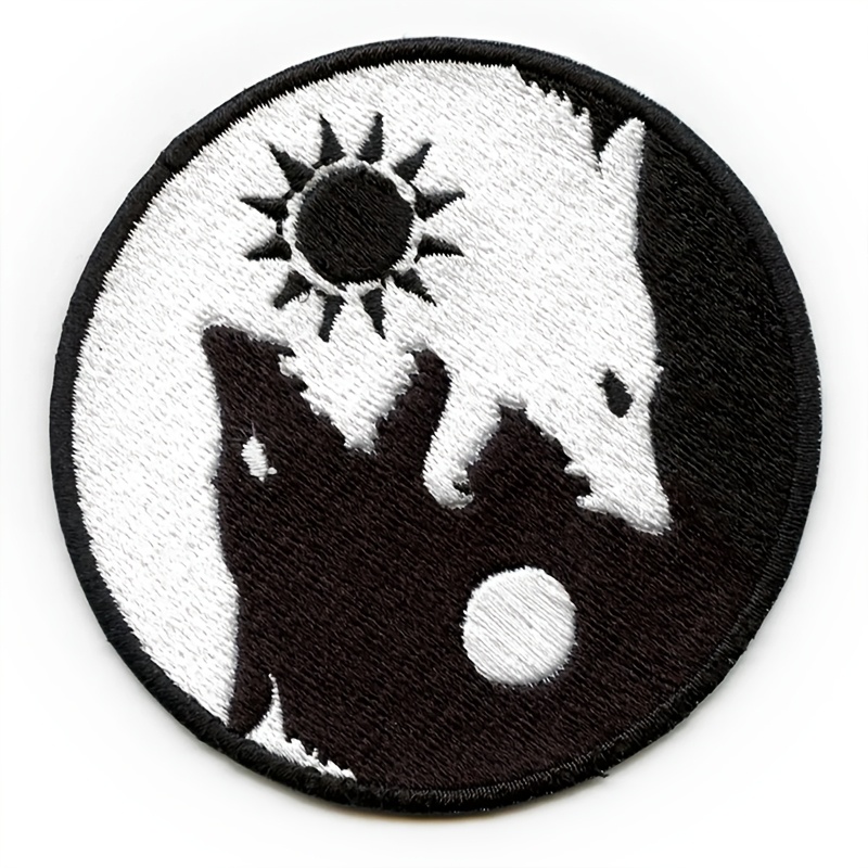 TEMU 1pc Wolf Yin Yang Symbol Patch Chinese Embroidered Iron On