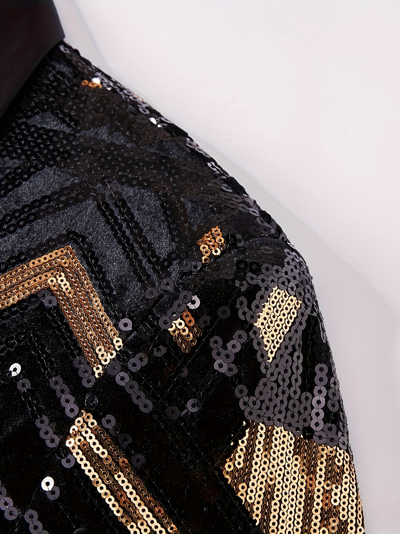 veste costume en sequins dorés noirs à motif géométrique Temu