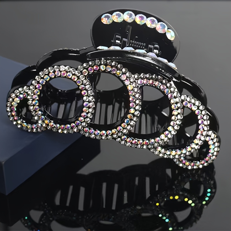 Image of 1pc Elegant Vintage Rhinestone Hair Claw Clip - Sparkling Barrette For Women, Normal Hair Type, Daily Accessory