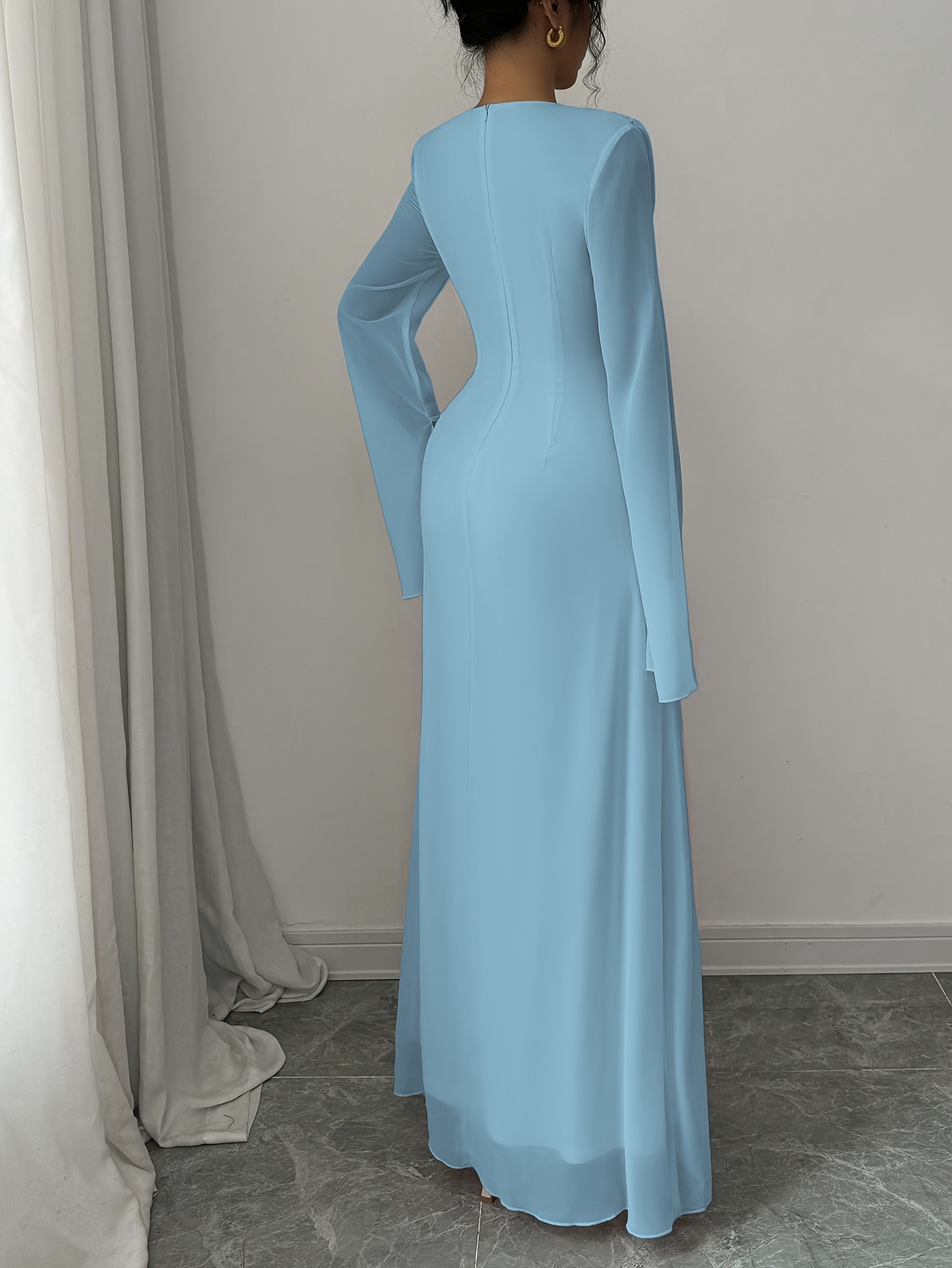 【k♡】Tulip Chiffon Long Dress beige pe 11cbb6cc43bd461f8da09309c7a243