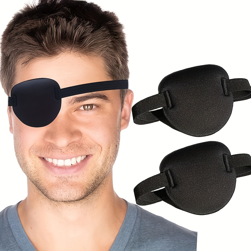Augenklappe Medizinisch, 4 Stück | Schwarz, Verstellbarer Klettverschluss | Für Amblyopie-Behandlung & Lichtdichten Schlaf
