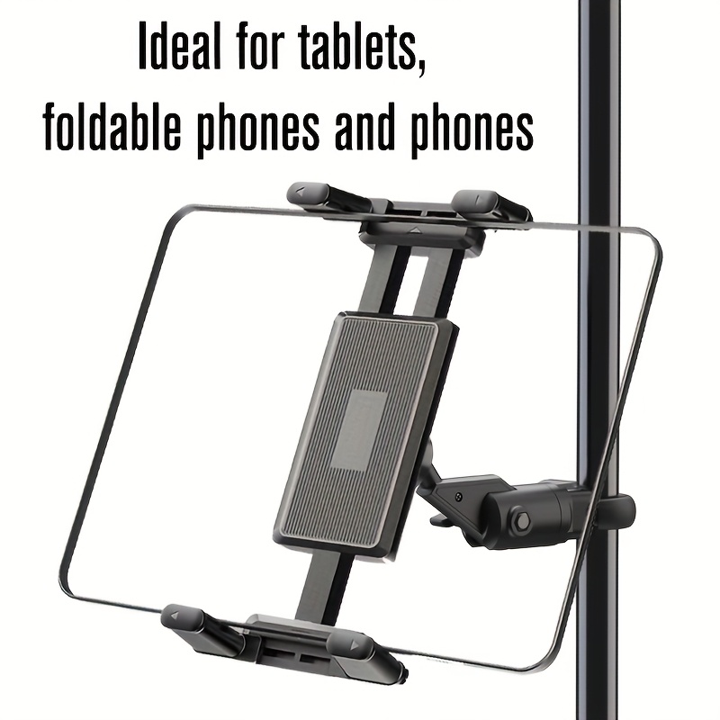 New Tablet Holder Phone Holder for Microphone Stand, Railing and Handlebar, Mic Music Stand Tablet Holder for Pad, Universal Smartphone Tablet Mic Stand Mount, Fits Devices from Screen Size 4.7 to 13 Inches