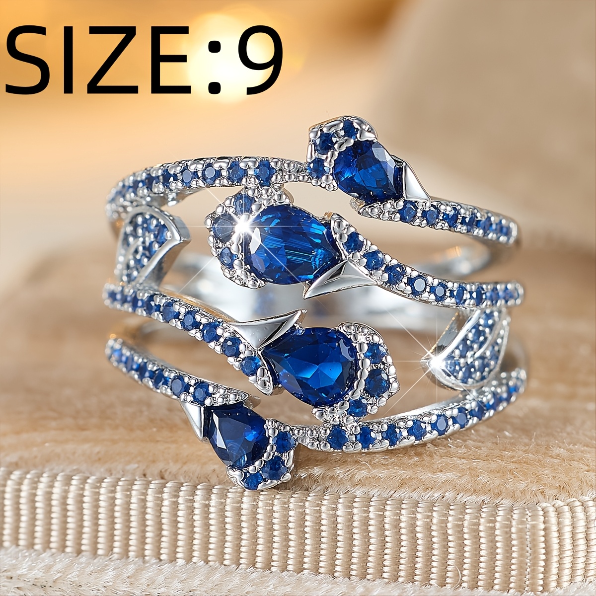 Unisex Copper Geometric Teardrop Design Zirconia Ring