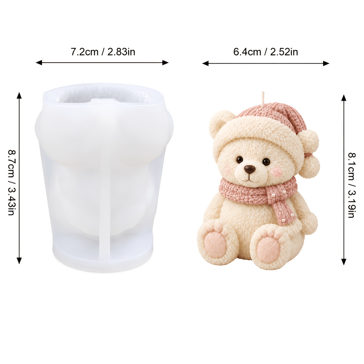 TEMU Moule en silicone 3D en peluche assis, Moule pour bonnet tricoté, écharpe et pour la fabrication de cire de bougie, résine et plâtre, Moule