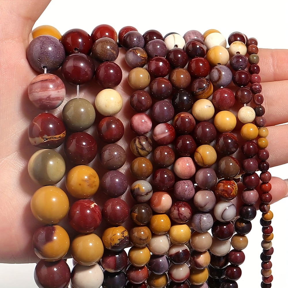 

Assorted Sizes Egg Stone Beads, 4/6/8/10mm Round Loose Beads - Vibrant Natural Stone For Making, Bracelets & Necklaces