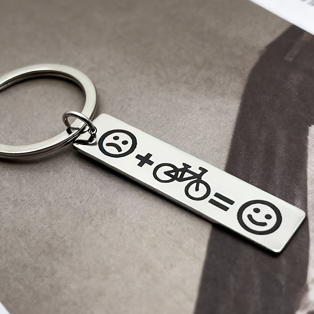 1pc Cycling-themed Stainless Steel Keychain - "happy Cycling" With & Bicycle Design, Durable Iron Chain, Perfect Gift For Cyclists, Bike Enthusiasts, |cycling Keychain| Design|durable Keychain