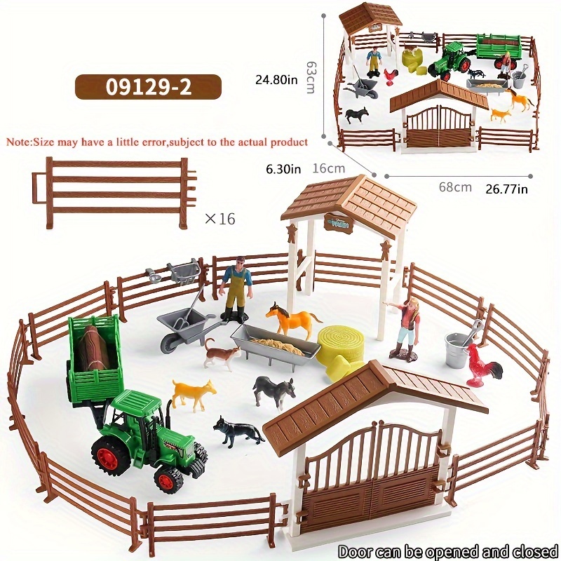 Image of Multicolor/color-coded Farm Toys Suitable For - Realistic Rooster, Goat, Rabbit, Horse Models With Miniature Ranch Furniture For Pretend Play, Educational Role-play Gift For &, Birthday Decorations