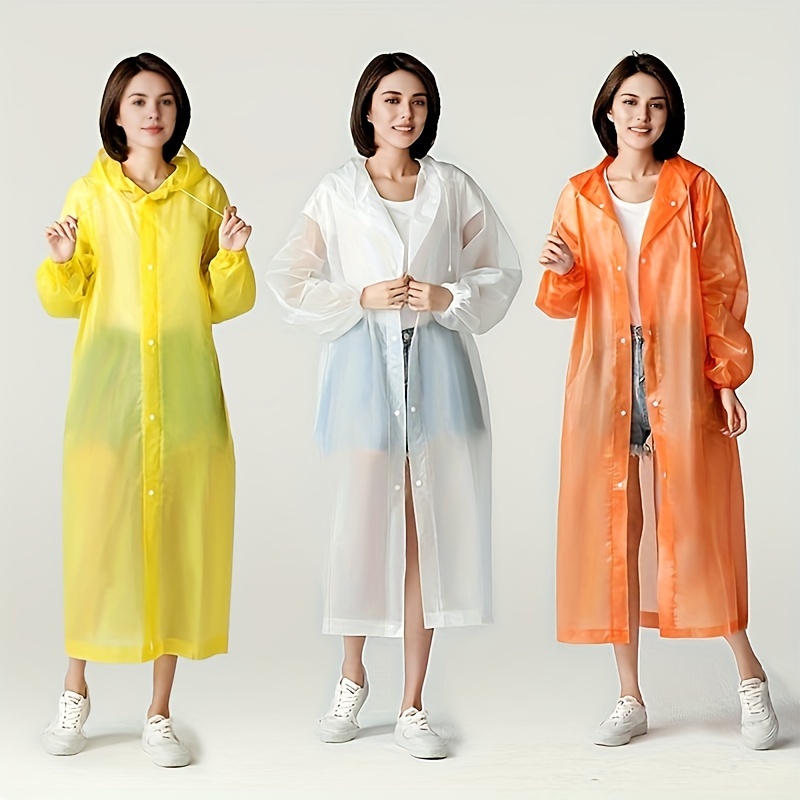 

Stay Dry & Stylish: 1pc Color Raincoat For Women & Men - Waterproof, Portable & Reusable!