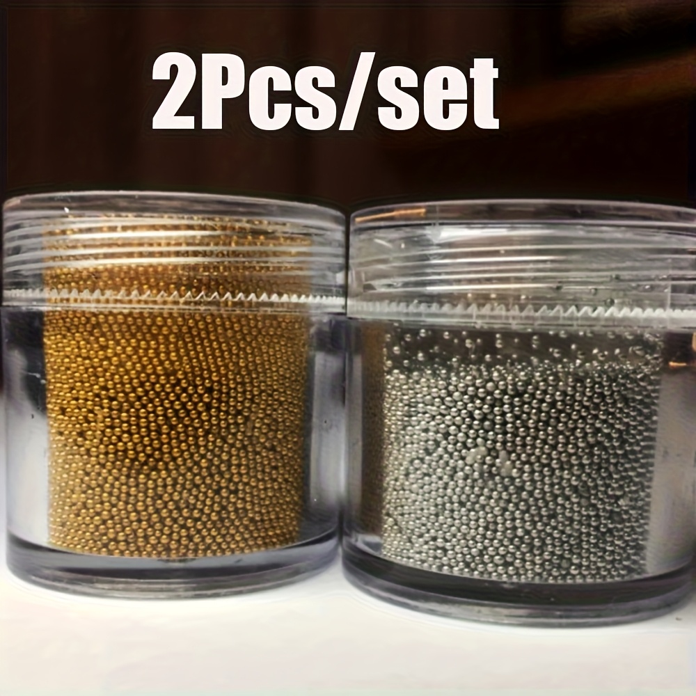 Image of 2bottled/set -1000pcs Golden/silvery Caviar Mini Nail Art Beads 3d-1mm Metal Alloy Round Ball Nail Decoration Micro Golden Manicure Bead