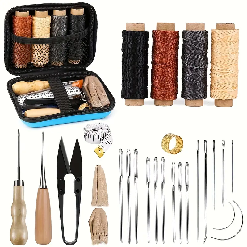Herramienta de cuero para manualidades, kit de herramientas de costura de  cuero para principiantes, herramientas de costura a mano de cuero con