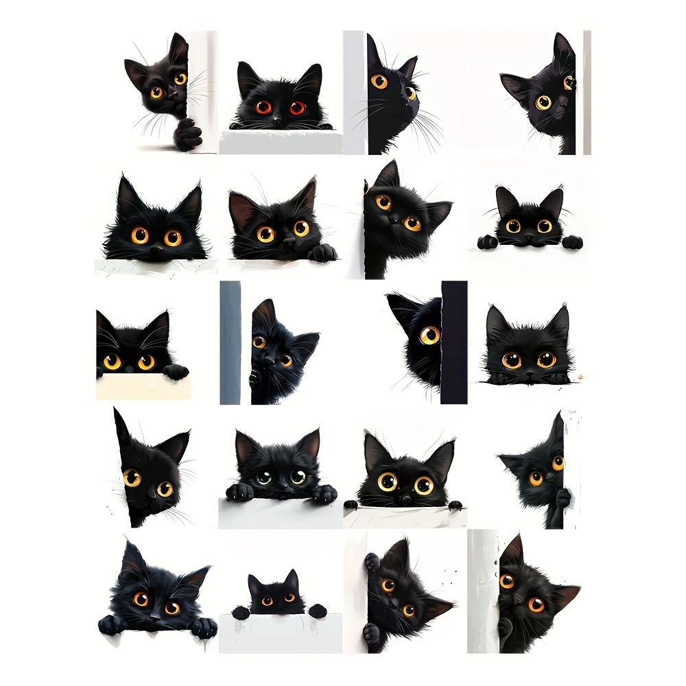 At Black Cat Stickers Pack Scrapbooking Luggage Laptop Notebook Journaling Photo For Diy Crafts Projects Album Decor Stationery Accessories For Diy Crafts Projects Aesthetic Decoration Decals