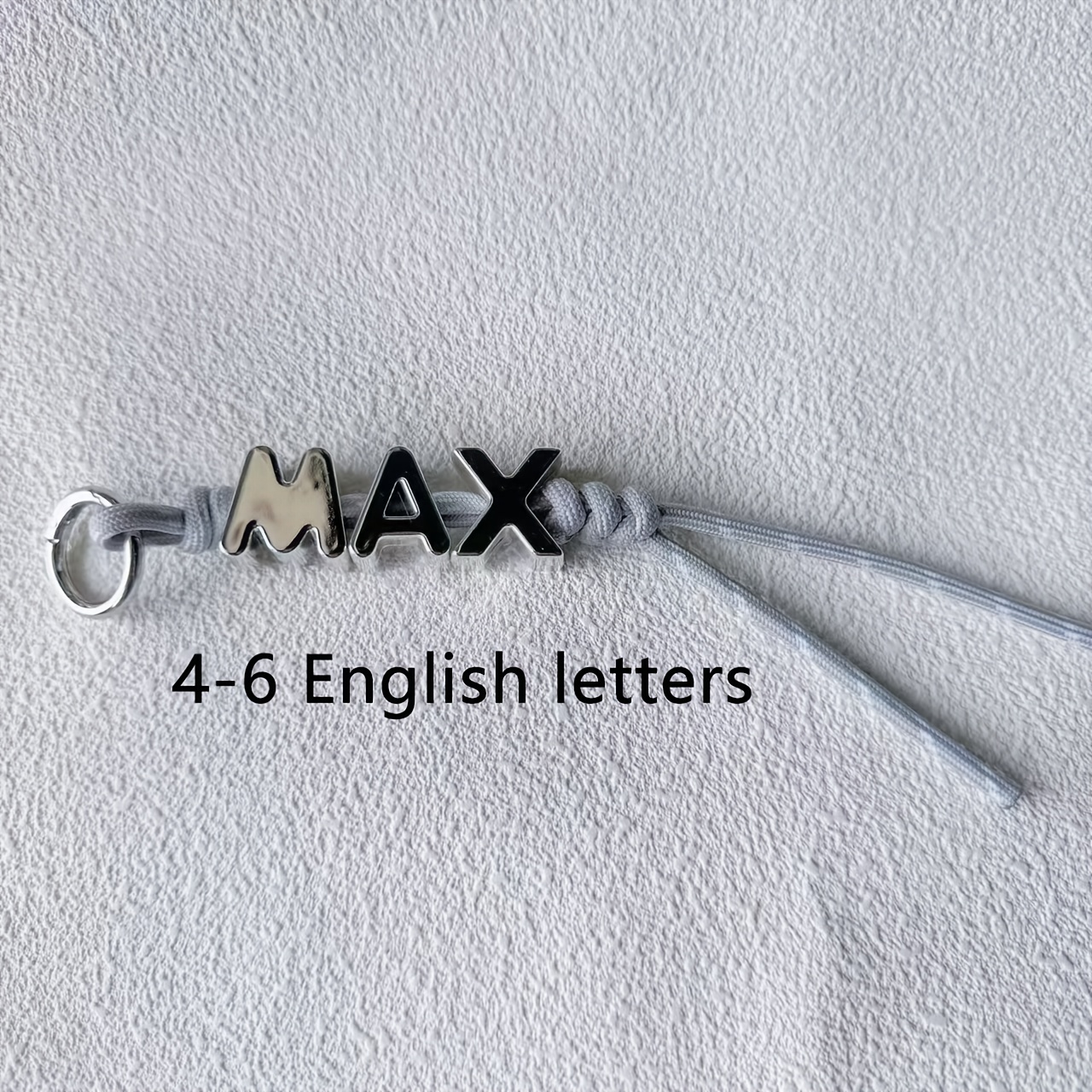 TEMU 2d Flat, Silvery Acrylic Cyberpunk Mechanical Keychain - Large Hole Letter/number/symbol Beads & Braided Cord, Customizable Name Keys Chain And