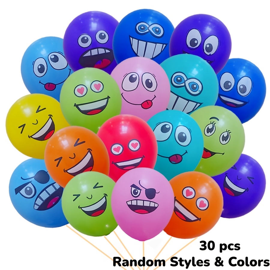 Image of Multicolored Latex Balloons For Happy Birthday Balloons Printed Balloons Birthday Home Decoration Multicolor, Up With Cute Face Balloons! Random For Christmas, Halloween