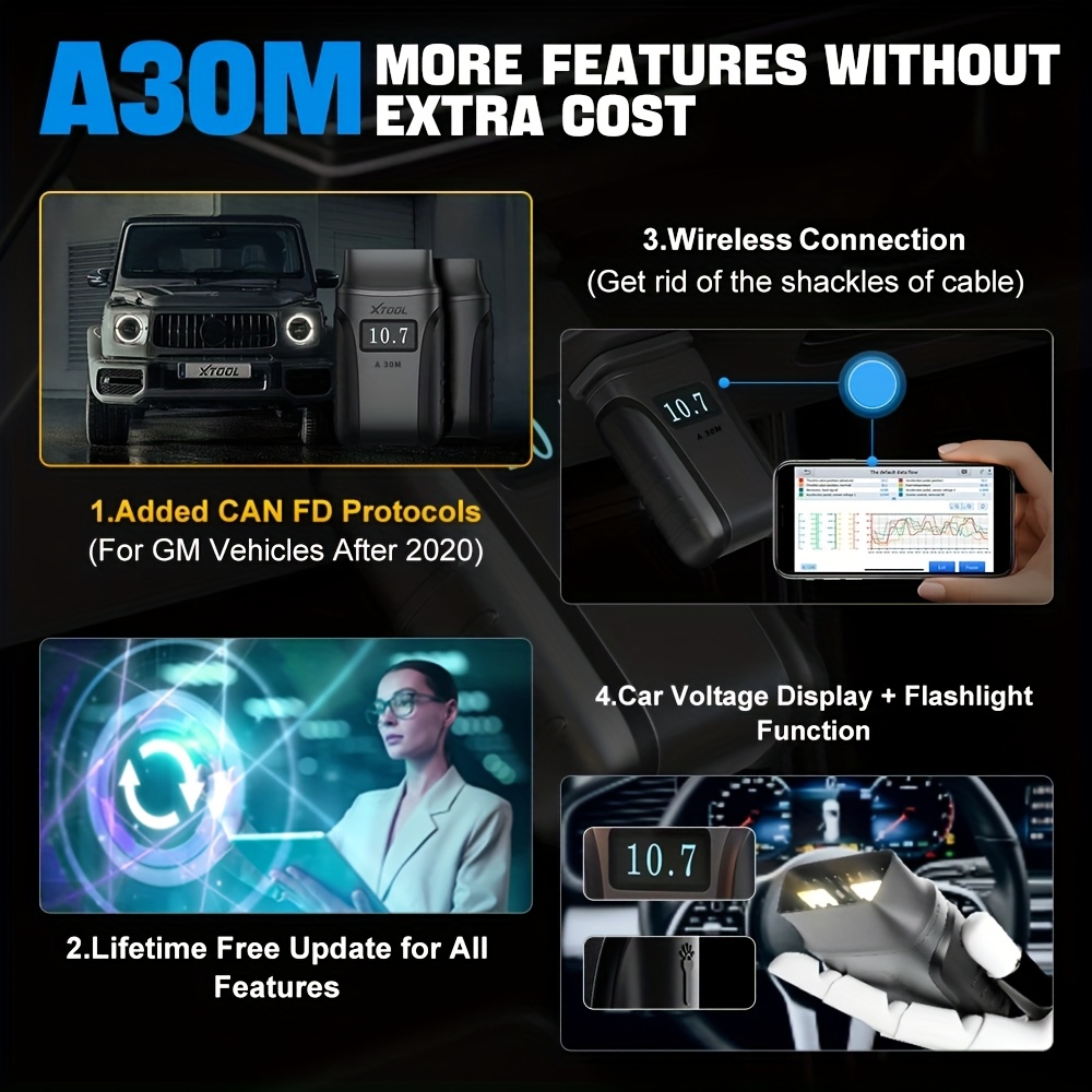 XTOOL Anyscan A30M V2.0 (2026) Wireless OBD2 Scanner, 26+ Reset Services, 22 Languages, Bidirectional Full System Diagnostic Tool, FCA, CAN FD Protocol & Lifetime Free Updates