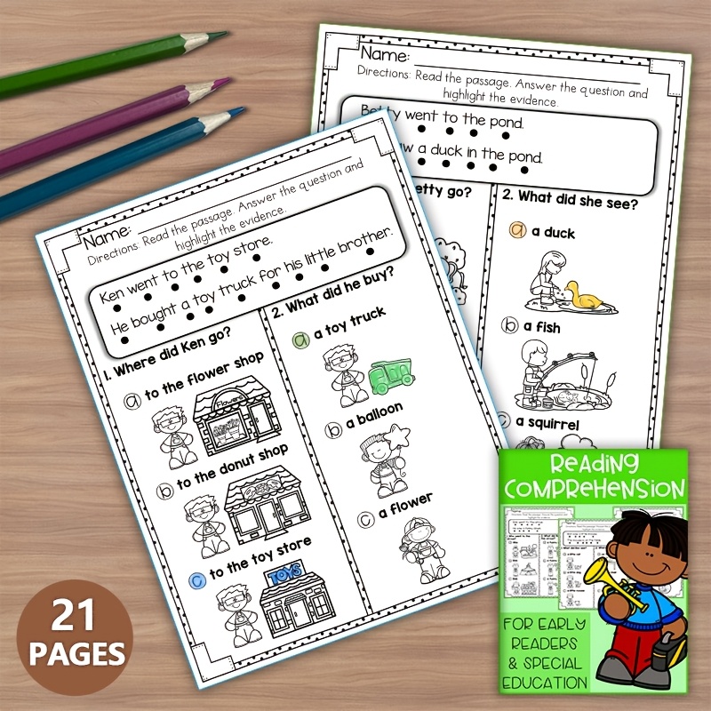 

Worksheets For Young Readers To Skills - 21 Pages For And Beginner Readers, Suitable For Classroom And Homeschooling Literacy Activities.