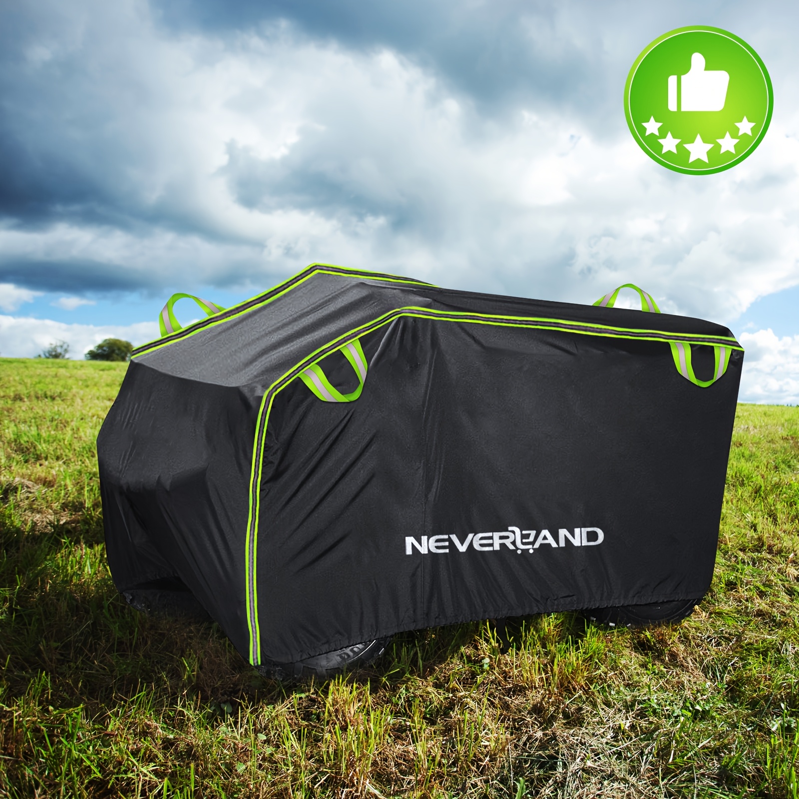 Image of Neverland 190t Black Silvery Design Atv Motor Scooter Motorbike Covers Motorcycle Protector Cloth Xl 210x120x115cm