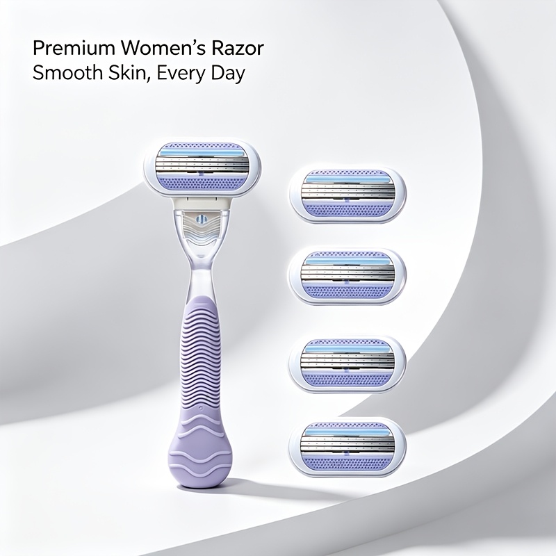 TEMU Women's Shaver, 3-layer Blade Design, With Moisturizing Strip And Non-slip Handle, Suitable For Face, , Legs, Hands, And Underarms, Women's Full