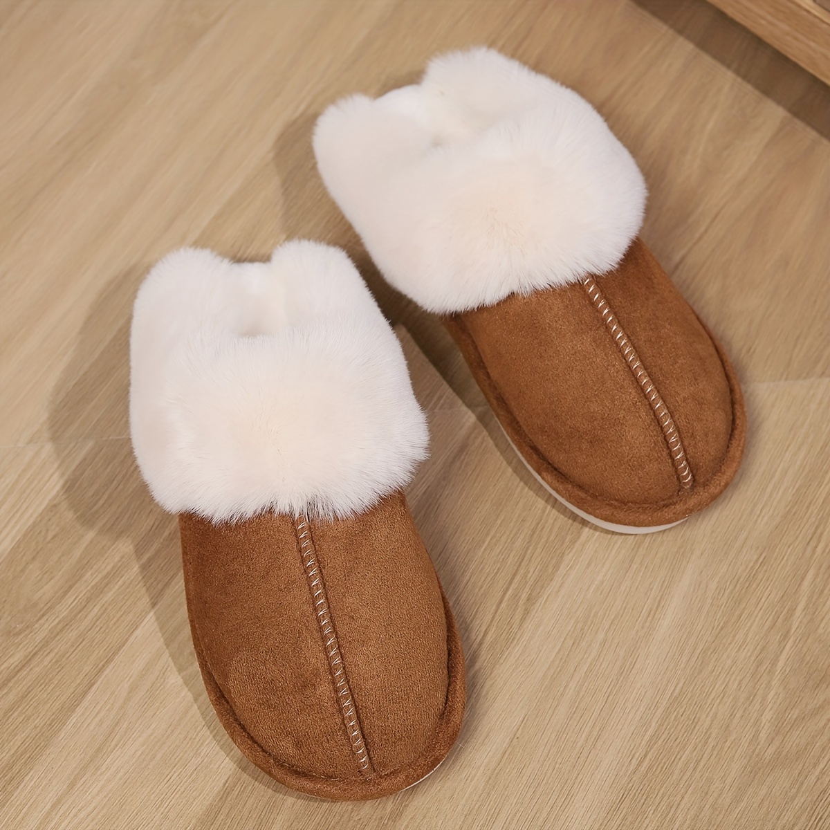 TEMU Slippers Home Autumn And Winter Couple Warm Thick Fur Slippers Men's And Women's Slippers Trade Shoes