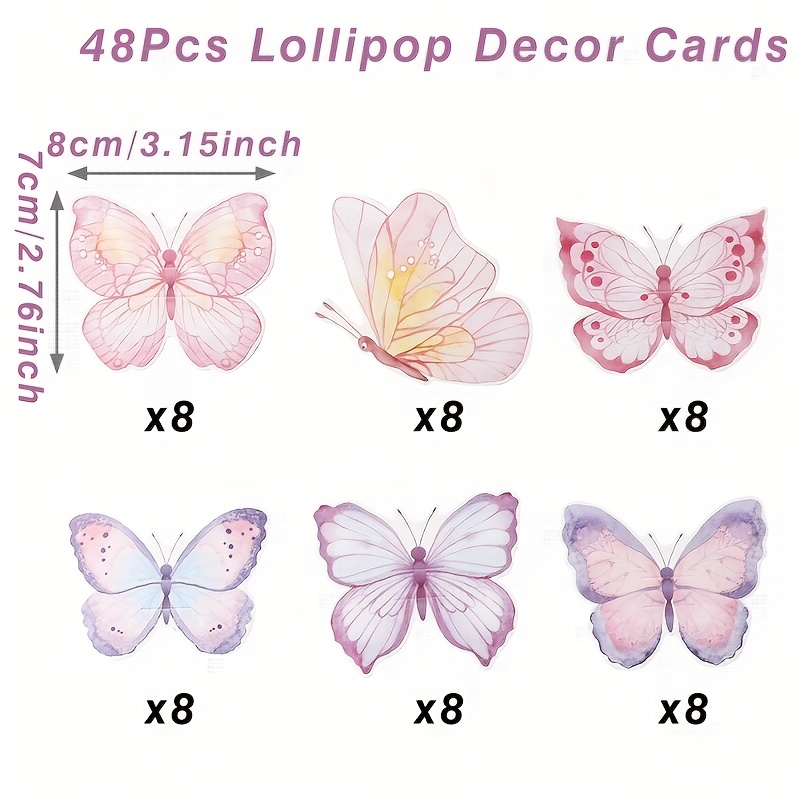 Image of 48pcs,colorful Lollipop Decor Cards, Theme Birthday Party Decor,baby Shower Party Supplies,wedding Bridal Party Decor,birthday Party Decoration Lollipop Paper Cards For Guests,enclosure Cards