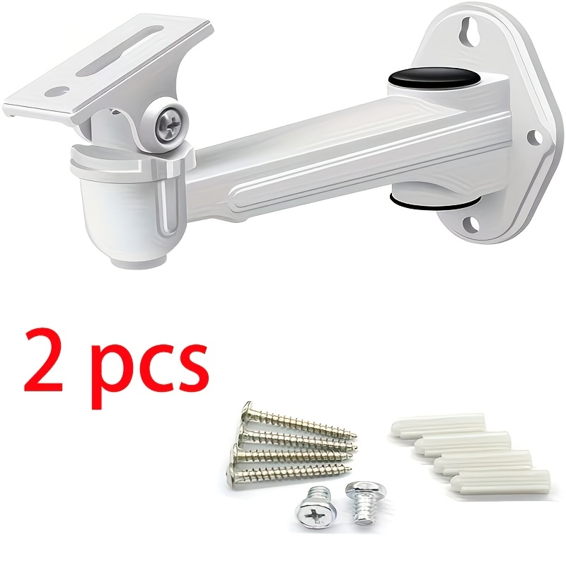 TEMU 1pc-2pcs Plastic Adjustable Security Camera Mount Bracket 360° Rotation & 180° Flip Indoor Outdoor Wall Ceiling Mount White Durable Plastic
