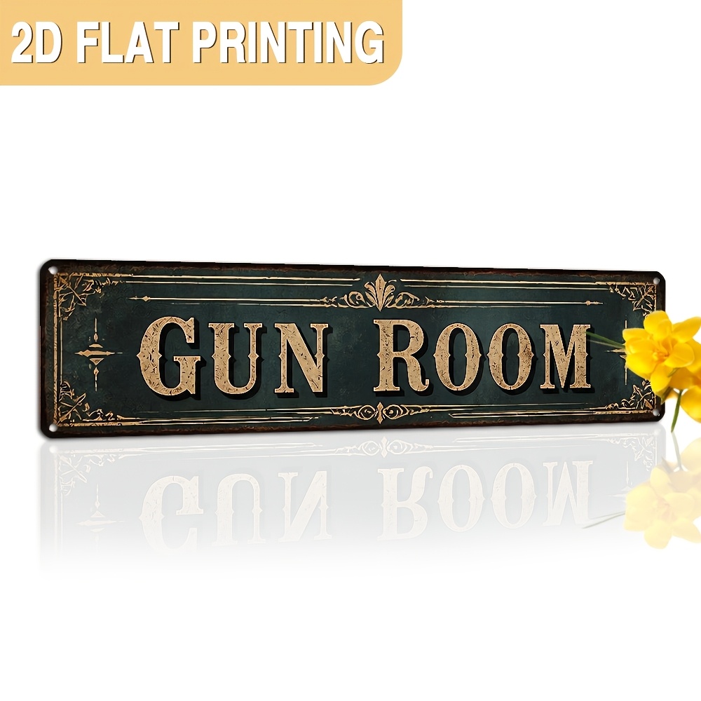 TEMU 2d Flat 1pc, Vintage Gun Room Metal Sign, Western Style Wall Decor, Wall Art, Garage, Man Cave, Basement, Office, Game Room, Decorative Sign,