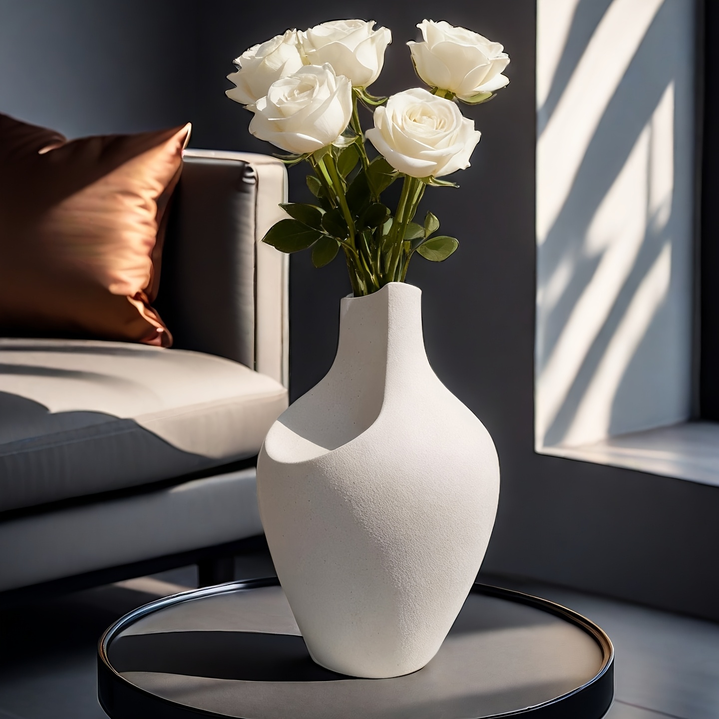 New Arrival Minimalist Ceramic Vase - Handcrafted Decorative Vase for Home, Tabletop, or Display, Matte & Frosted Finish, Perfect for Fresh, Dried, or Artificial Flowers, Ideal for Festive and Party Decor
