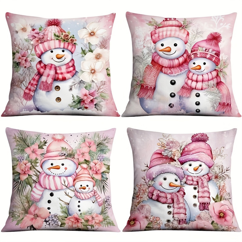 

4- Polyester , Christmas Snowman , , Zippered, , 100% Polyester, For Sofa -