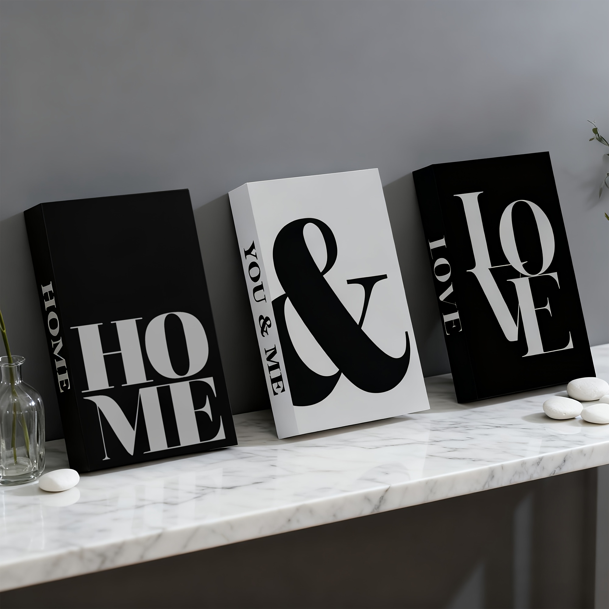 TEMU 3pcs Nordic Minimalist Fake Books - Realistic Bookshelf Decor With Glossy Paper Prop Books Suitable For, B&b, Model Rooms & Shelf Display -
