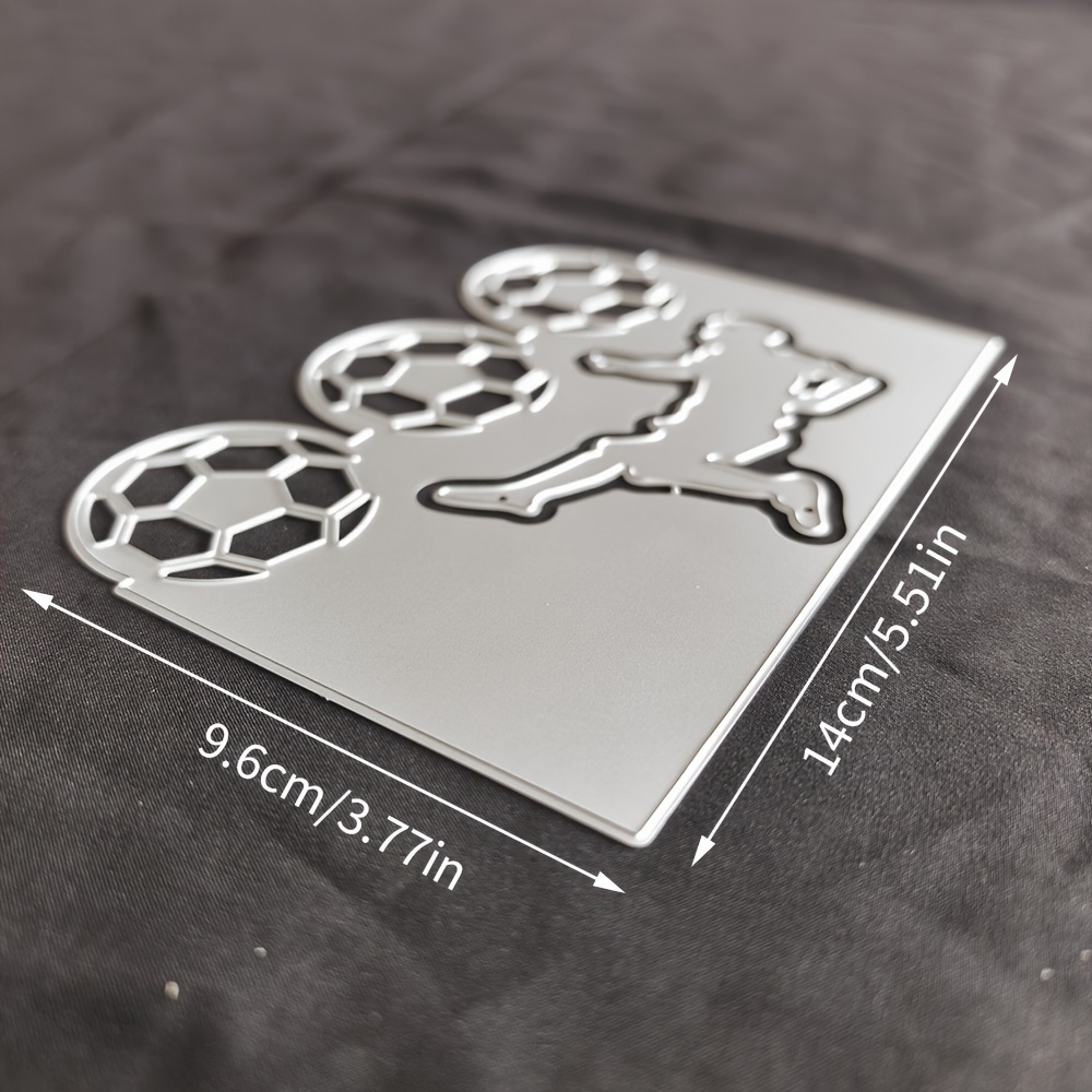 Image of 1pc Football And People Metal Cutting Die, Silver-gray, Fantasy Theme, Suitable For Scrapbooking, Embossing Crafts, Handmade Greeting Cards, And Gift Card Making