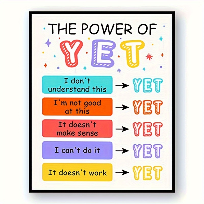 TEMU 2D Plat, 2D Plat, 2D Plat Mental Health Muurkunst, of Yet Motivatie Quote Therapie Poster Klaar om op te hangen voor Kinderen Tieners Klaslokaal