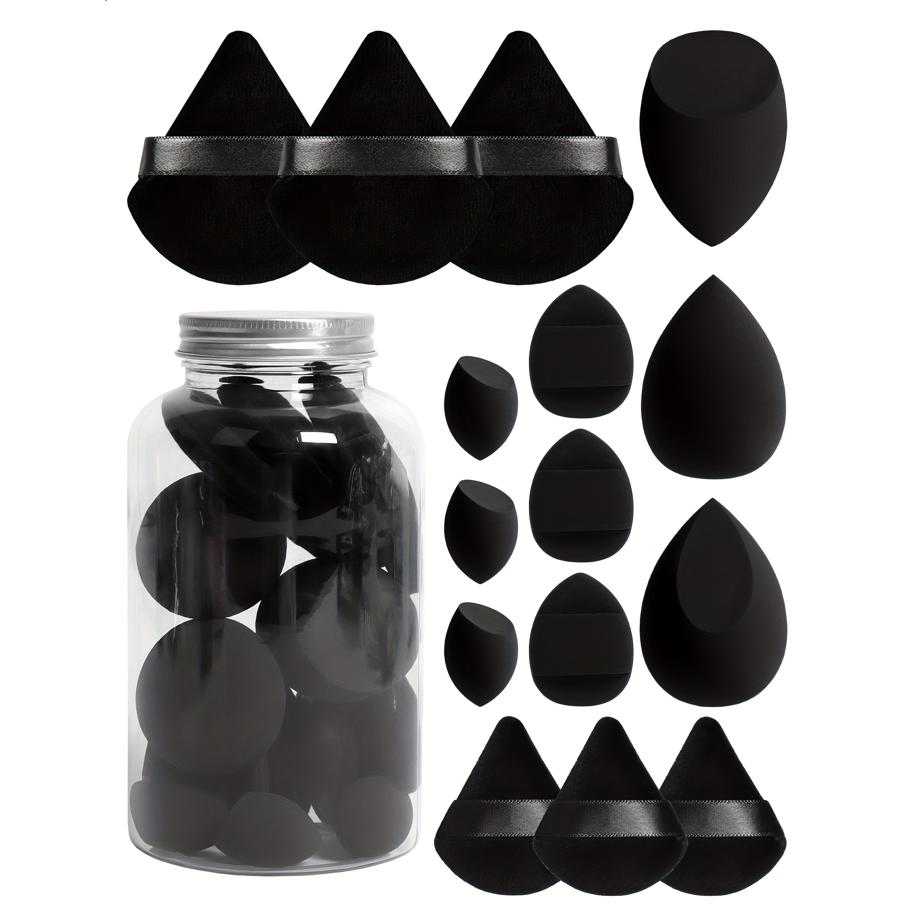 TEMU 12/14/15/16/18pcs Makeup Tool Sets, Out And Blend Foundation, Avoid Uneven Application, Apply Makeup With Pressing Or Tapping, A Lightweight And