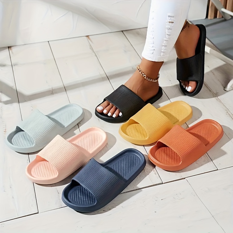 Women's Comfy Pink EVA Slides - Thick Sole, Non-Slip, Casual Slip-On Slippers for Indoor/Outdoor Use, Perfect for Beach & Home Relaxation, Indoor Slippers|Slipon Style|EVA Material, Ladies Slippers