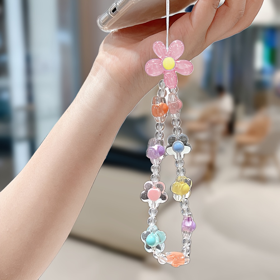 colorful flower phone strap fashionable pendant chain beaded - Temu
