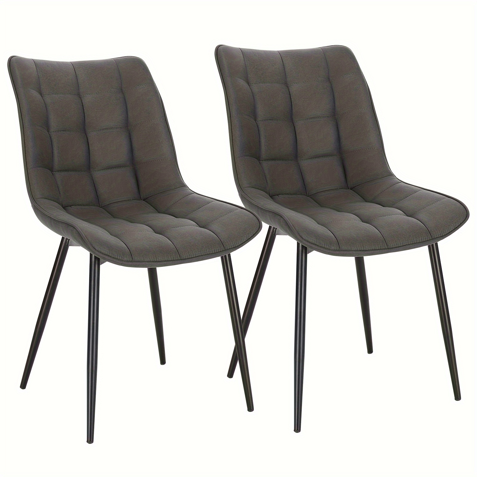 2pcs Dining Room Chair Kitchen Chair Upholstered Chair Living Room Chair Armchair With Backrest, Fabric Seat, Metal Leg