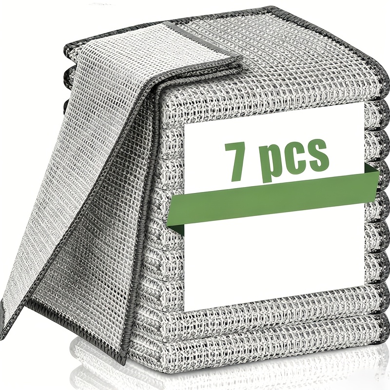 TEMU 7pcs Steel Wire Dishwashing Cloth, With Reinforced Edges And Anti-scratch Steel Wire - Heavy-duty Dishwashing Cleaning Cloth