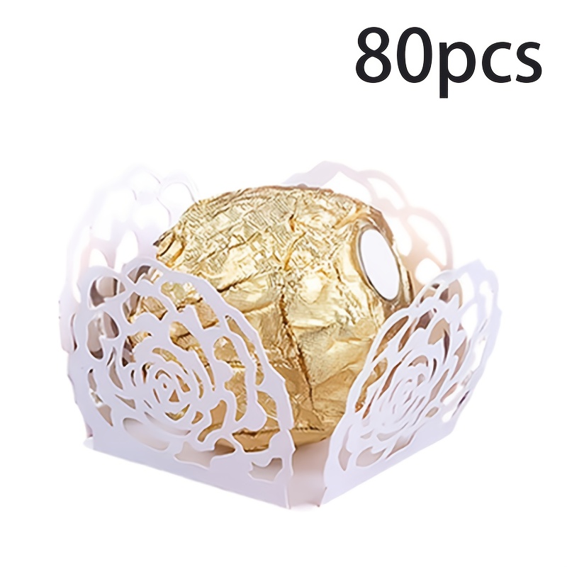 E-shop 80 Stück florale Schleifenpapier Schokoladenverpackungen, hochwertige perlglänzende Rosen Süßigkeitenboxen, -Tablett-Papier, für