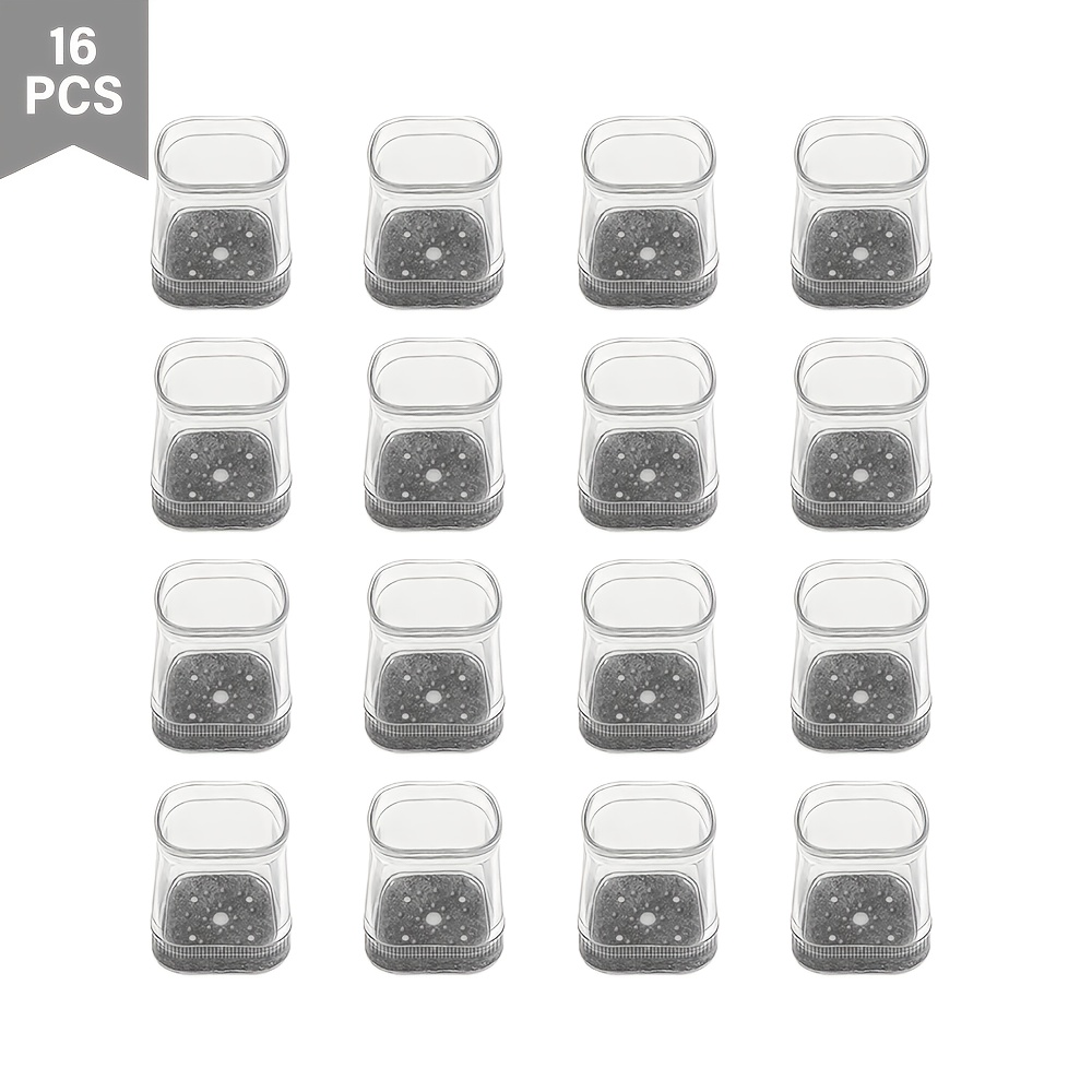 TEMU 16pcs Set: Square Furniture Leg Pads, Silicone Chair Leg Protectors With Felt Pads - Scratch-resistant Furniture End Covers, Easy Sliding, Noise