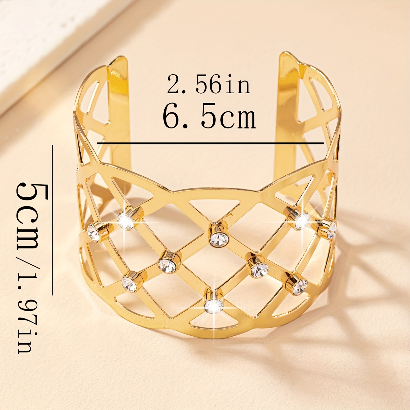 Women's Stylish Hollowed-Out Open Bangle Inlaid with Rhinestones