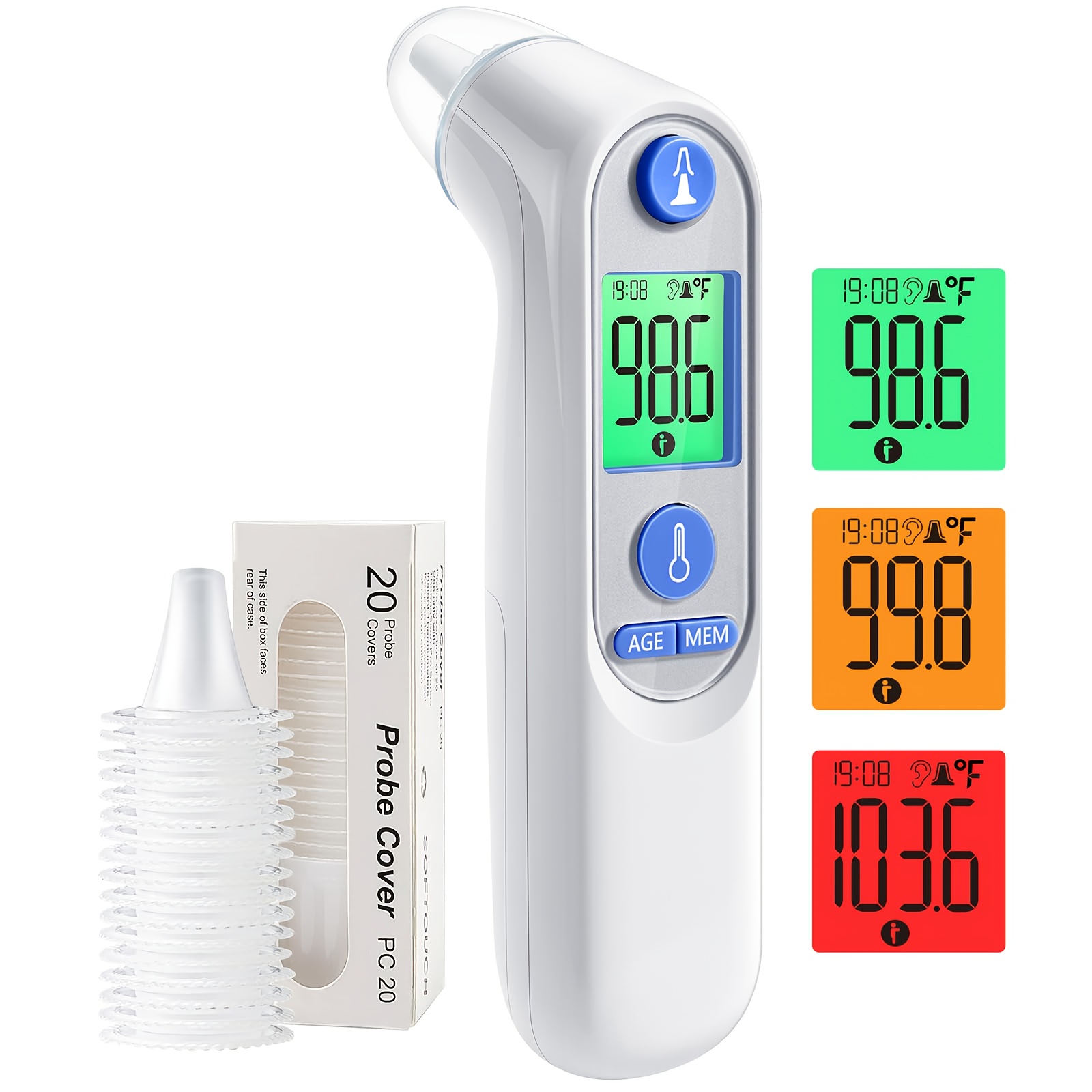 Puzxo Non-contact Thermometer, Instant 1 Second Accurate Temperature Measurement, Ear Temperature Gun, With LCD Display, Suitable For Babies, Children And Adults, Infrared Thermometer, Suitable For Family, Travel, Disease Monitoring - Image 3
